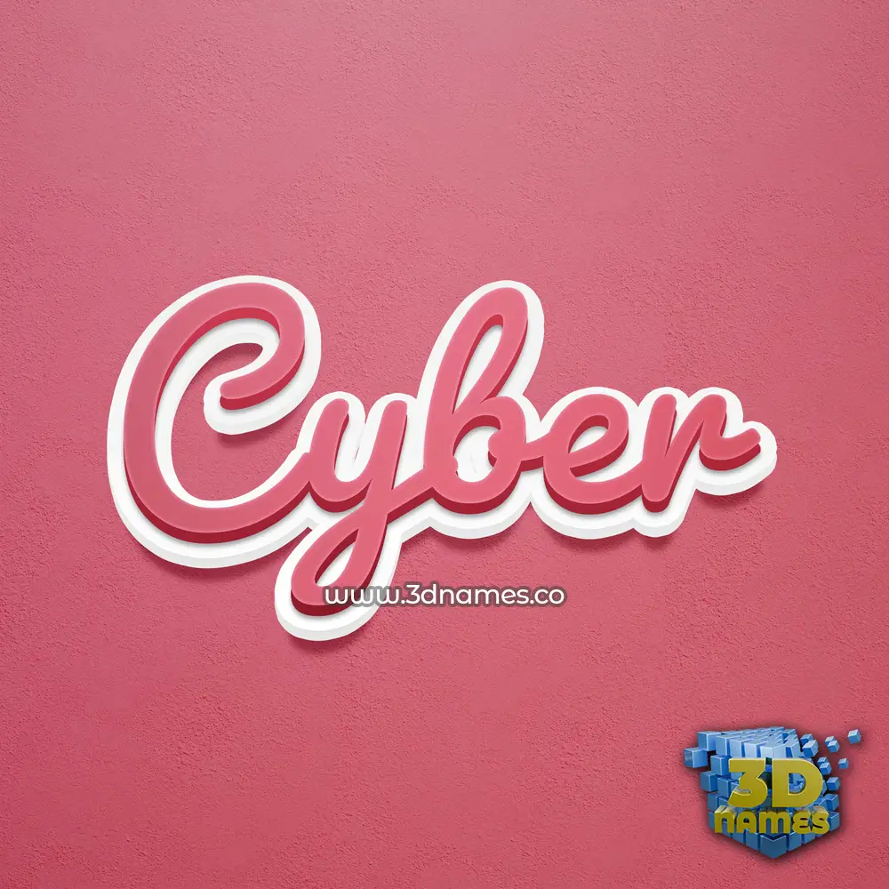 cyber in Red Scribble style - 3D name wallpaper