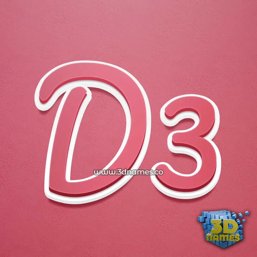 d3 in Red Scribble style - 3D name wallpaper