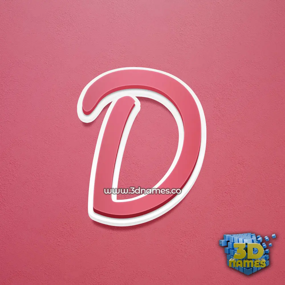 d in Red Scribble style - 3D name wallpaper