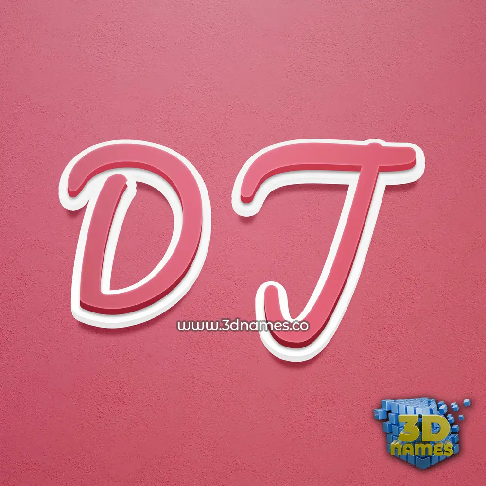 d j in Red Scribble style - 3D name wallpaper