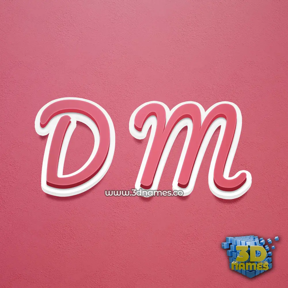 d m in Red Scribble style - 3D name wallpaper