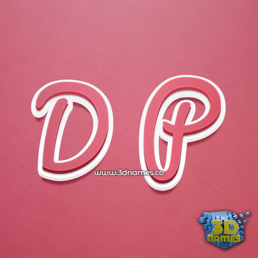 d p in Red Scribble style - 3D name wallpaper