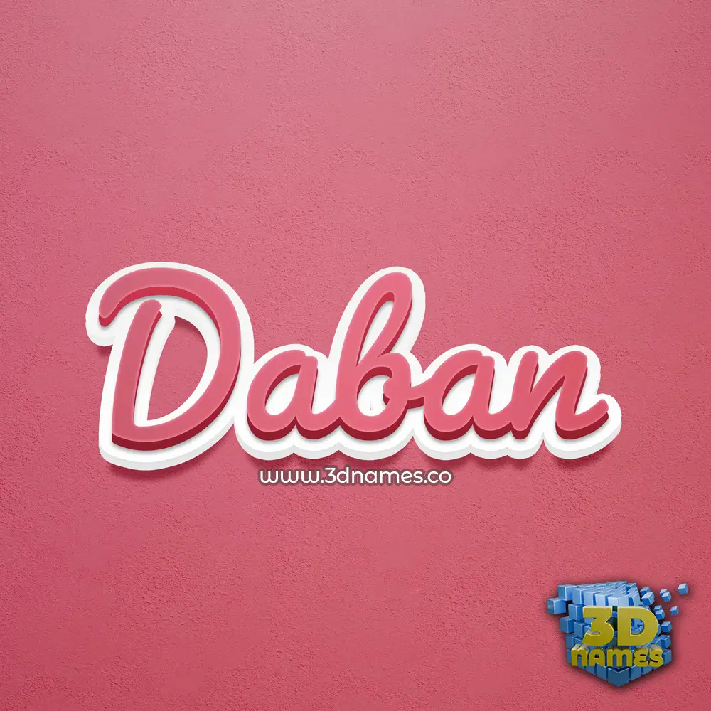 daban in Red Scribble style - 3D name wallpaper