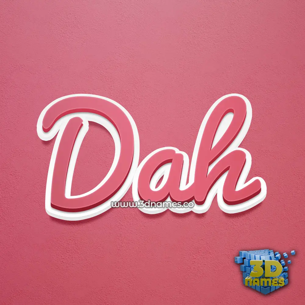 dah in Red Scribble style - 3D name wallpaper