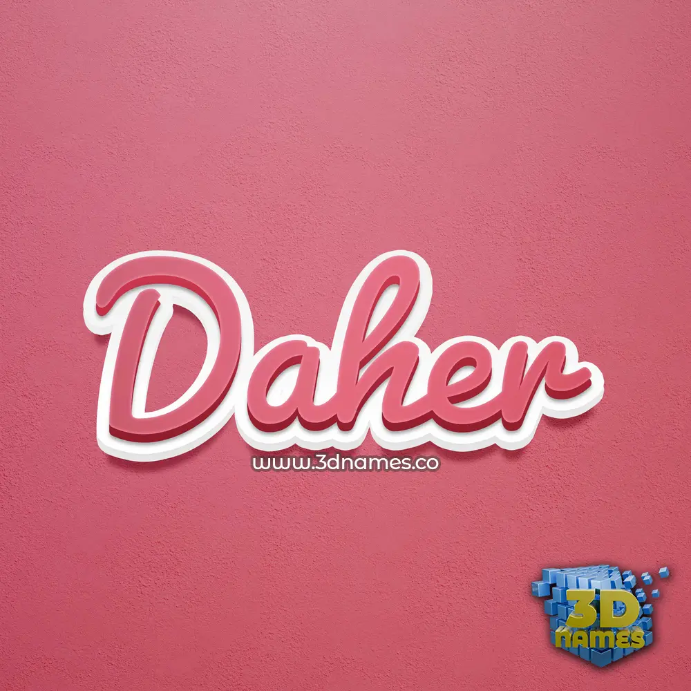 daher in Red Scribble style - 3D name wallpaper