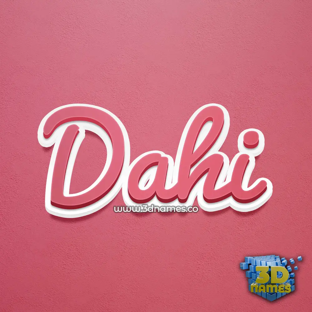 dahi in Red Scribble style - 3D name wallpaper