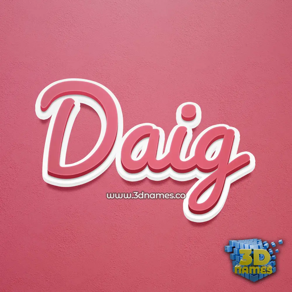 daig in Red Scribble style - 3D name wallpaper