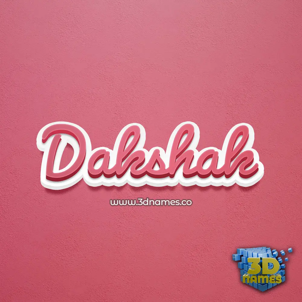 dakshak in Red Scribble style - 3D name wallpaper