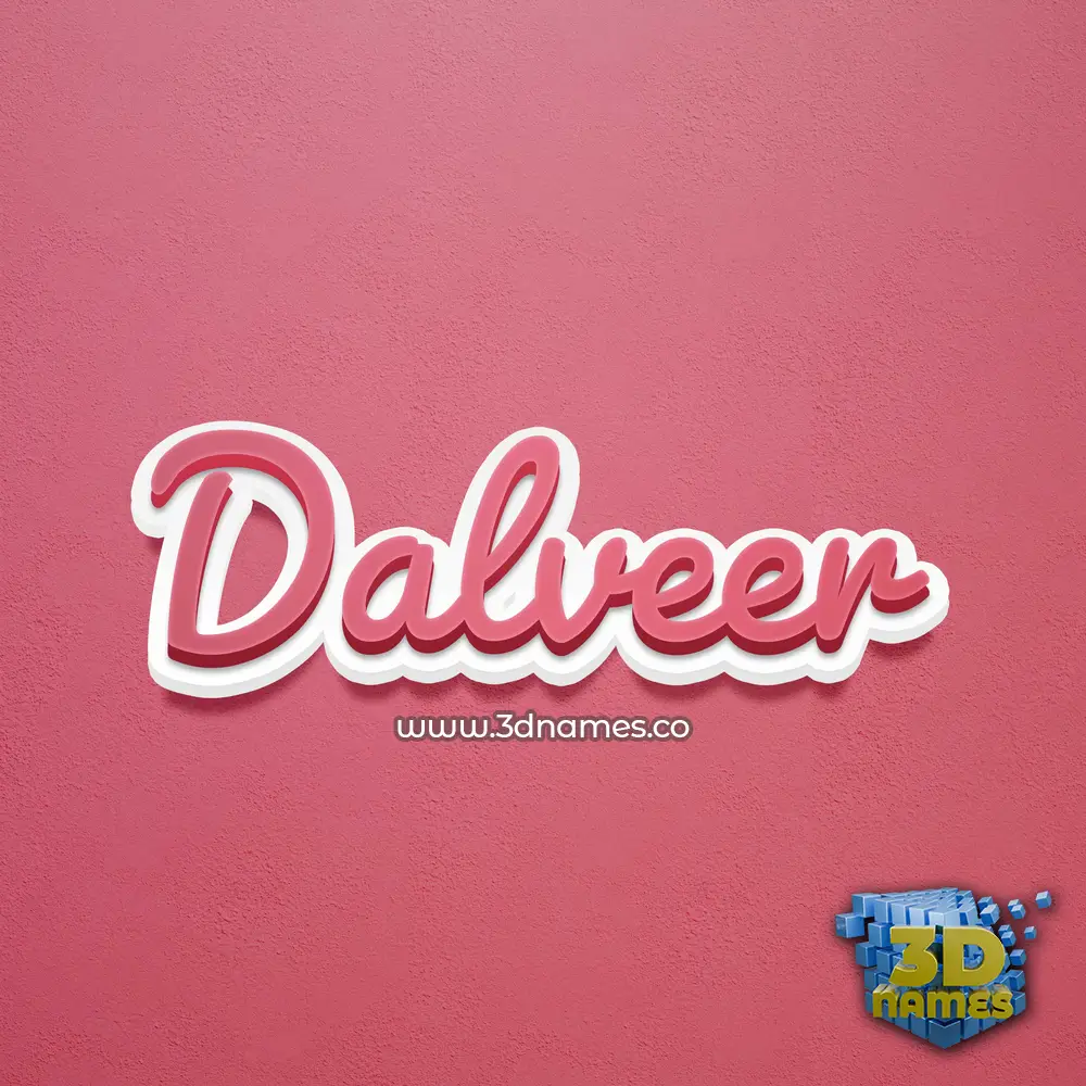 dalveer in Red Scribble style - 3D name wallpaper