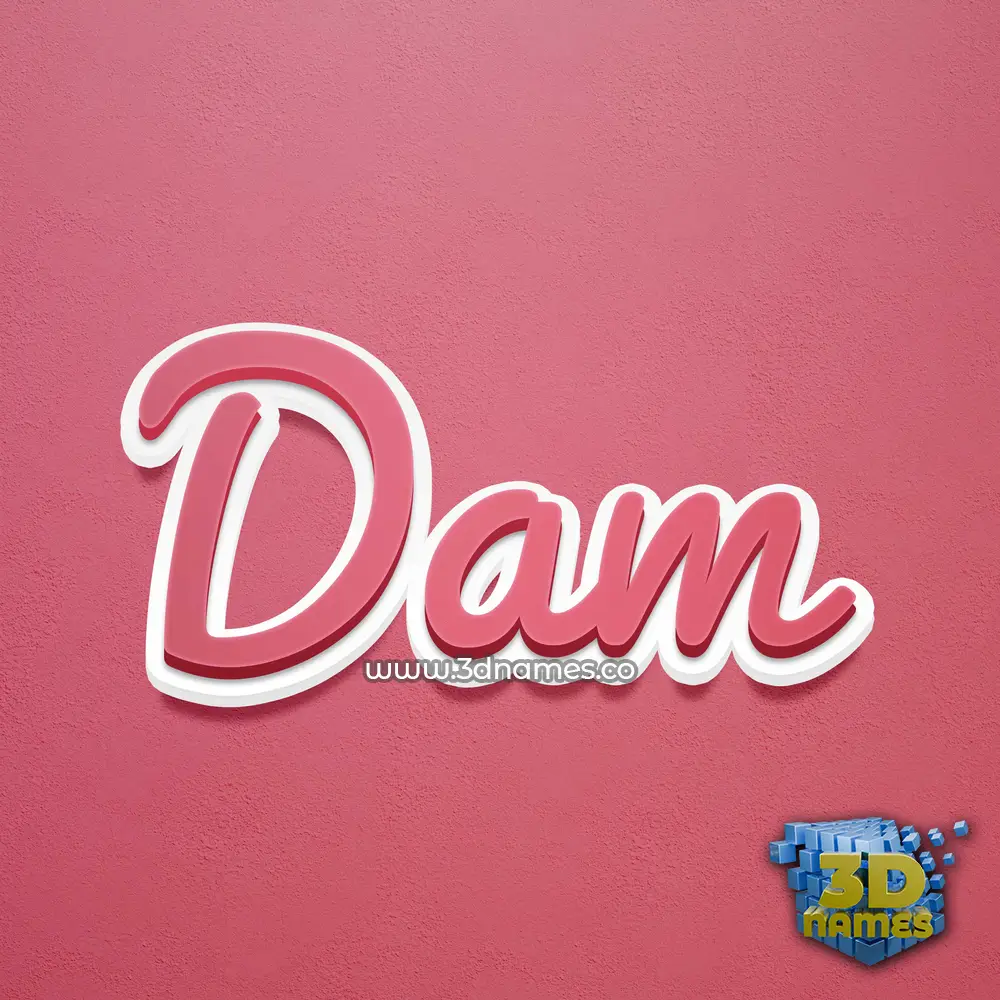 dam in Red Scribble style - 3D name wallpaper