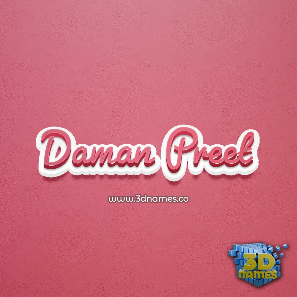 daman preet in Red Scribble style - 3D name wallpaper