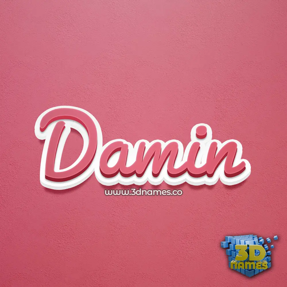 damin in Red Scribble style - 3D name wallpaper