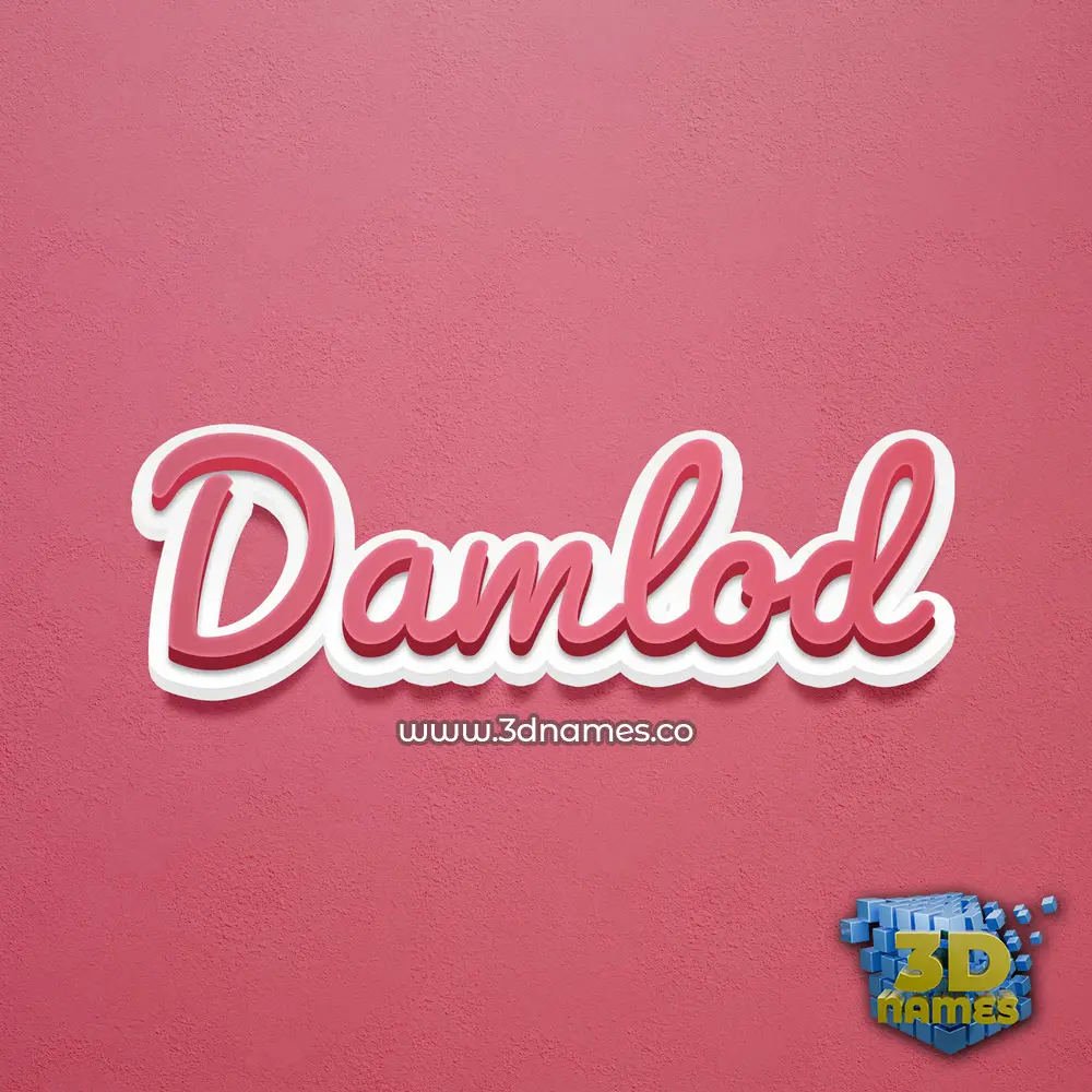 damlod in Red Scribble style - 3D name wallpaper