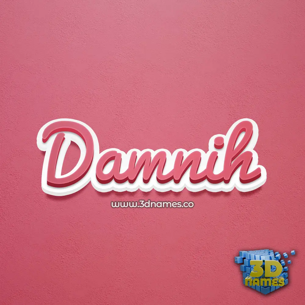 damnih in Red Scribble style - 3D name wallpaper
