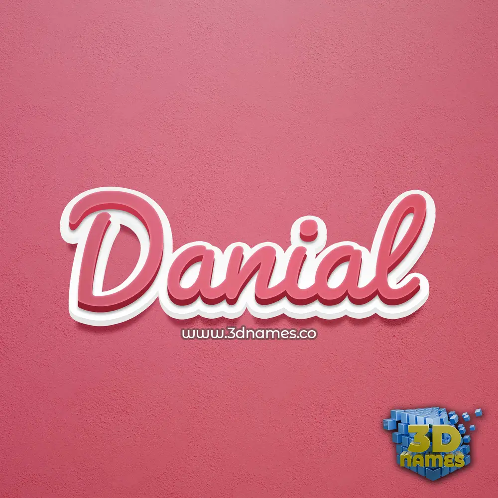 danial in Red Scribble style - 3D name wallpaper