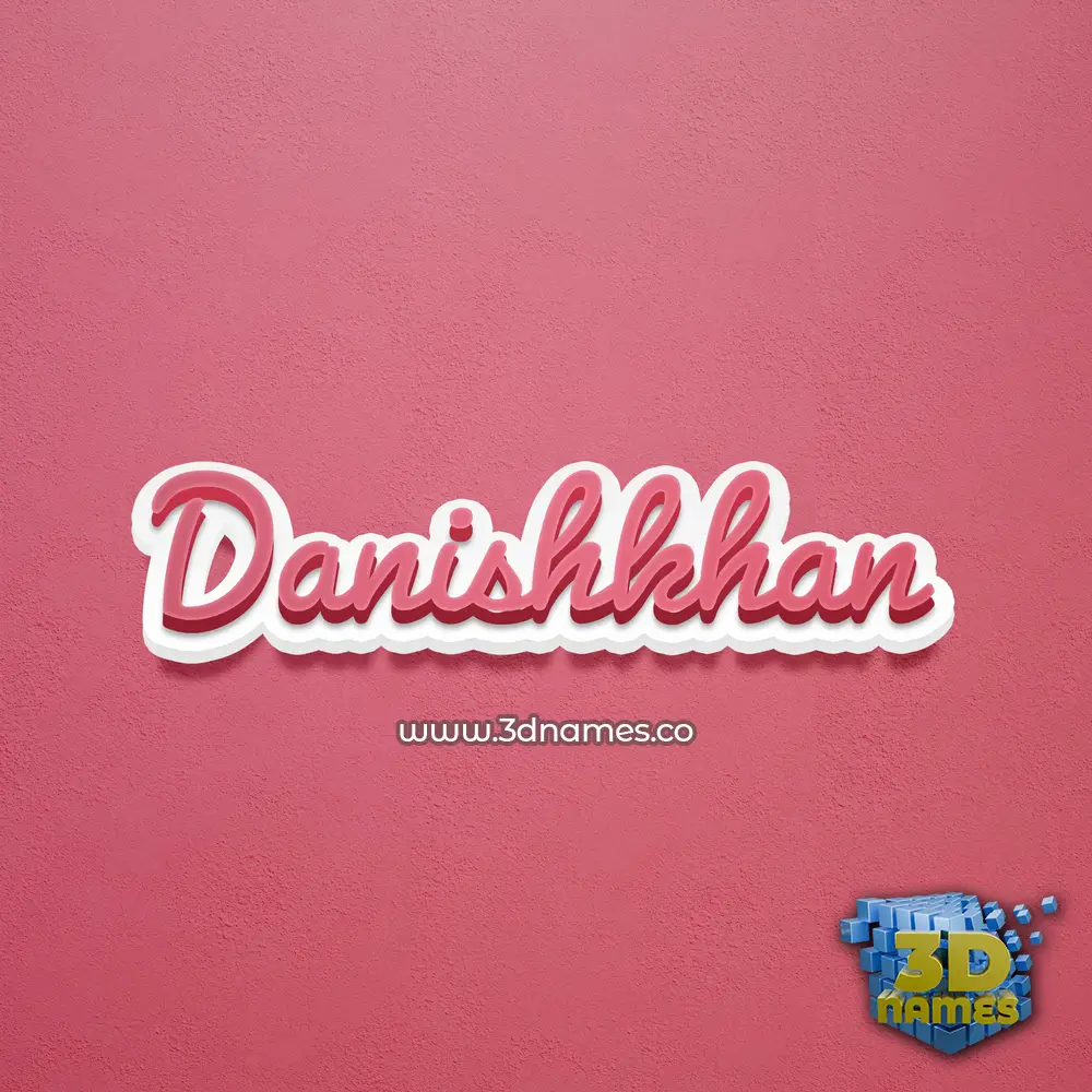 danishkhan in Red Scribble style - 3D name wallpaper