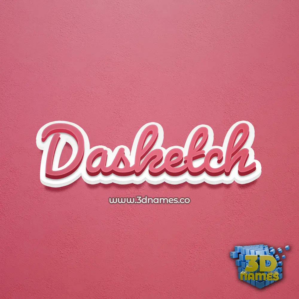 dasketch in Red Scribble style - 3D name wallpaper