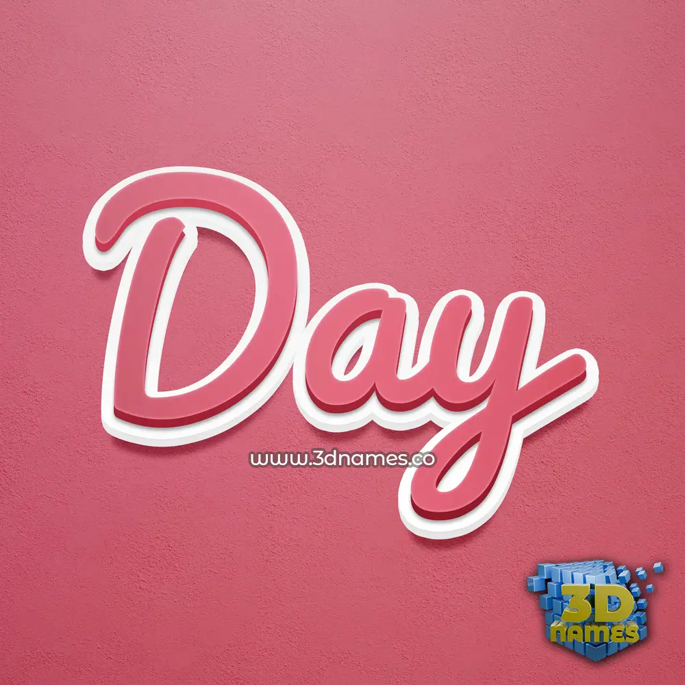 day in Red Scribble style - 3D name wallpaper
