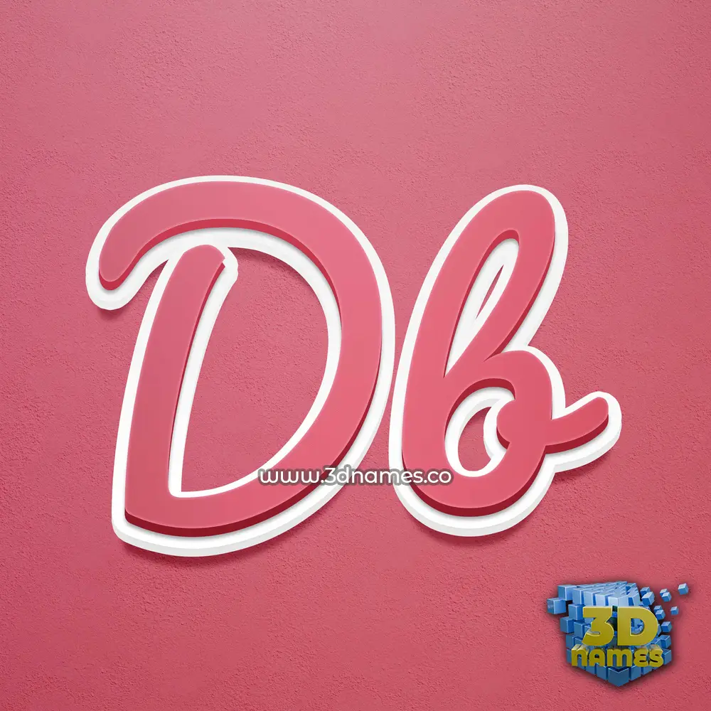 db in Red Scribble style - 3D name wallpaper