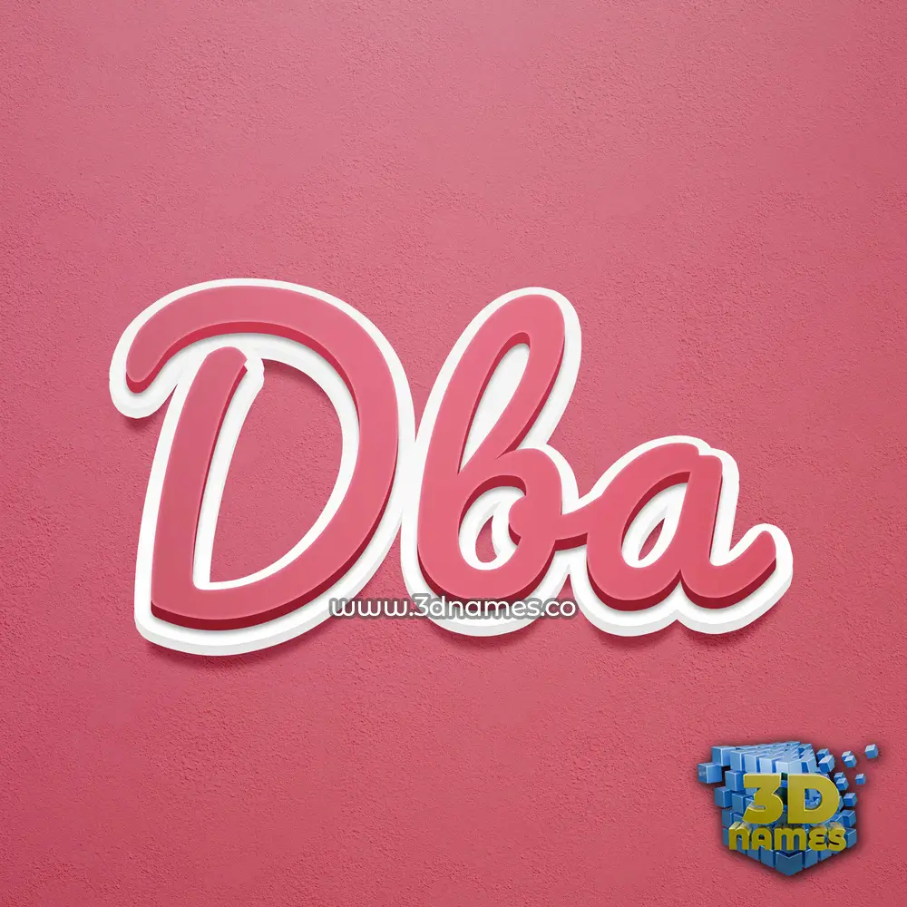 dba in Red Scribble style - 3D name wallpaper