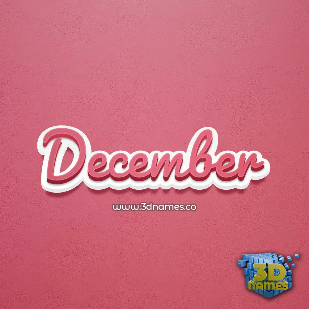 december in Red Scribble style - 3D name wallpaper