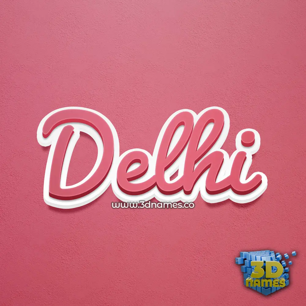 delhi in Red Scribble style - 3D name wallpaper