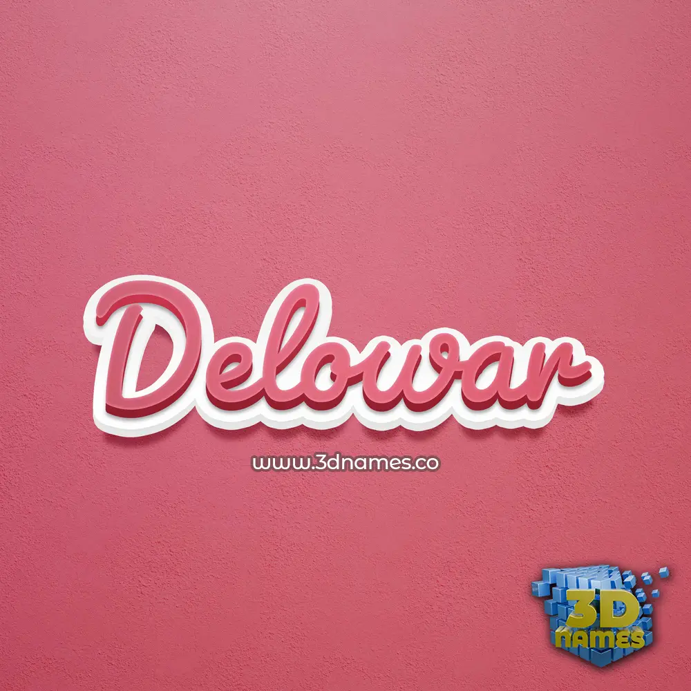 delowar in Red Scribble style - 3D name wallpaper