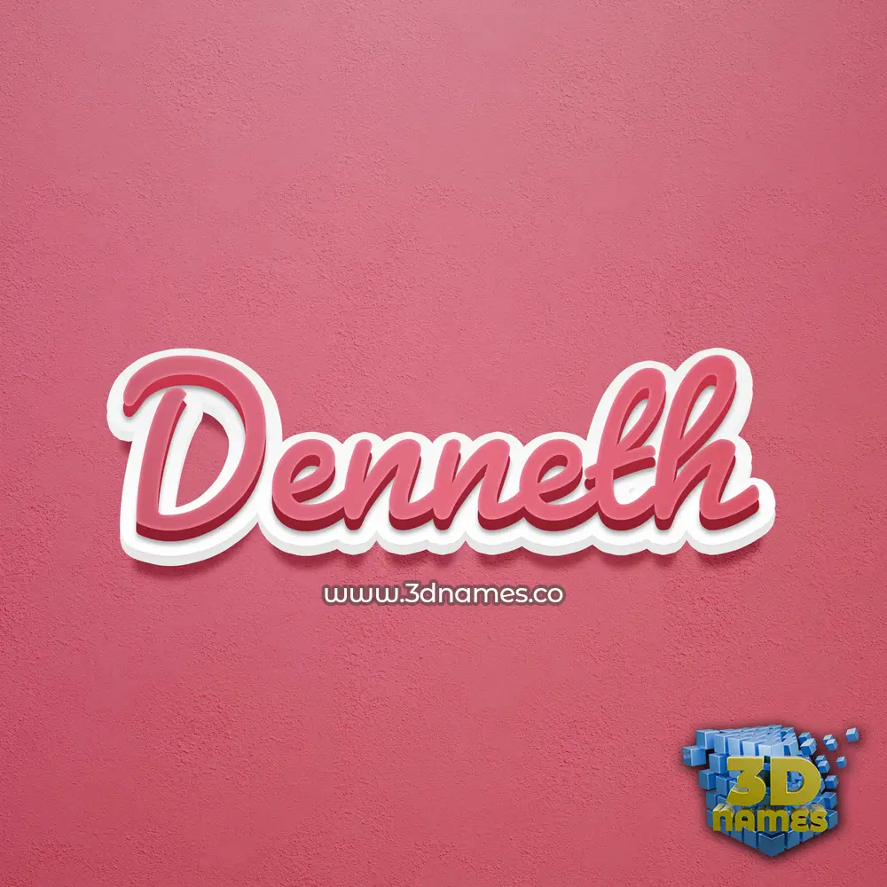 denneth in Red Scribble style - 3D name wallpaper