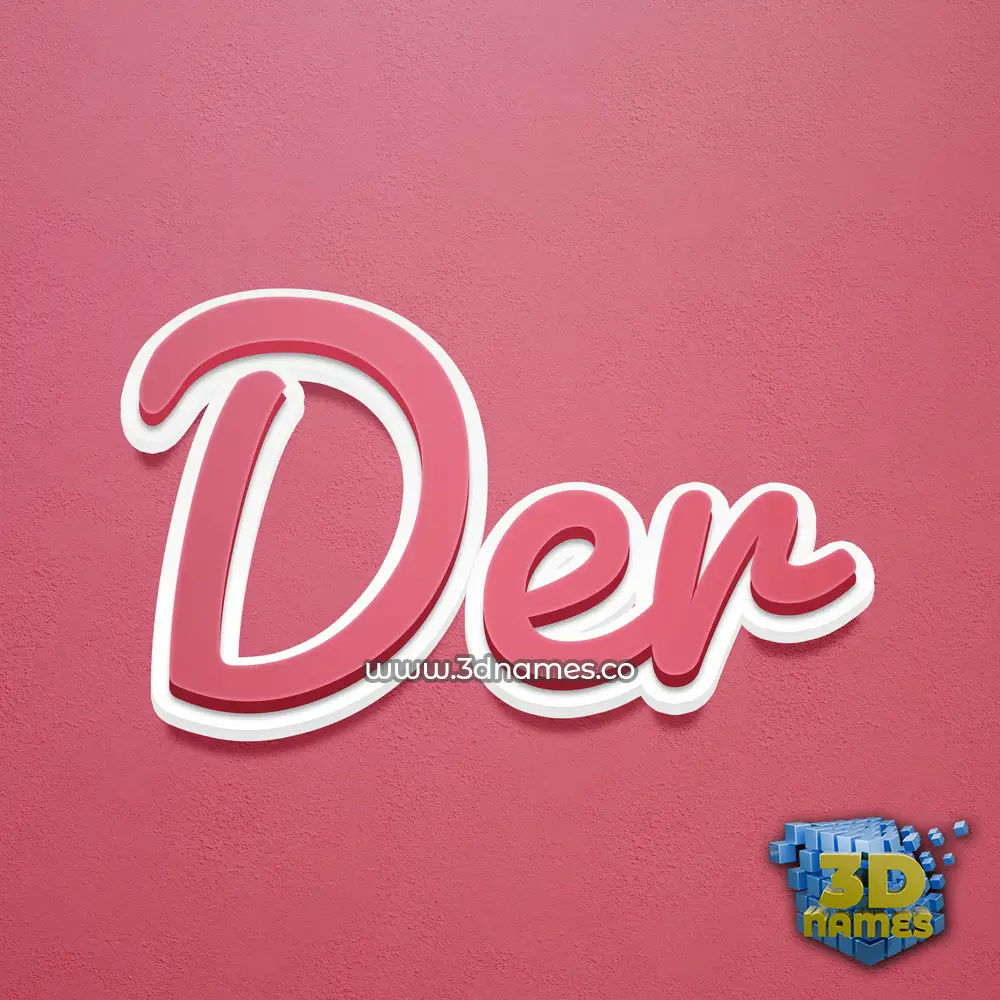 der in Red Scribble style - 3D name wallpaper