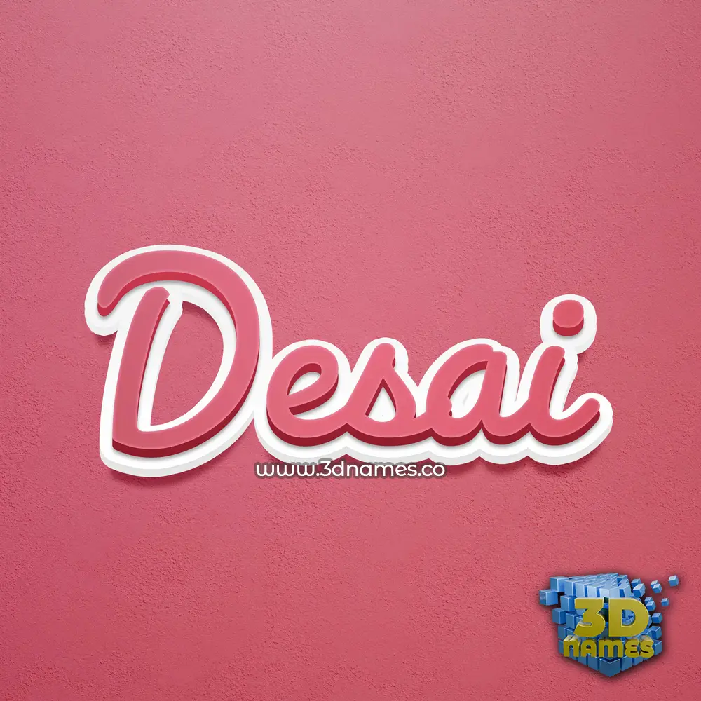 desai in Red Scribble style - 3D name wallpaper