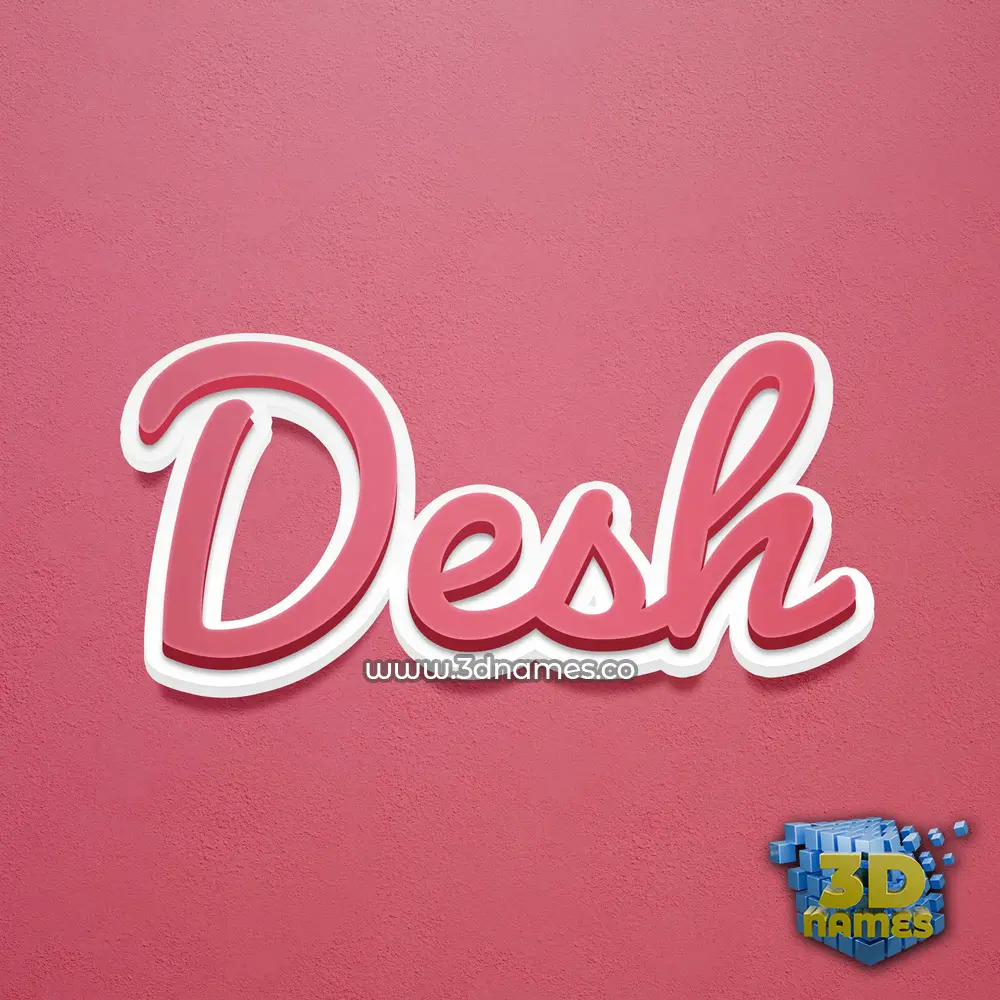 desh in Red Scribble style - 3D name wallpaper