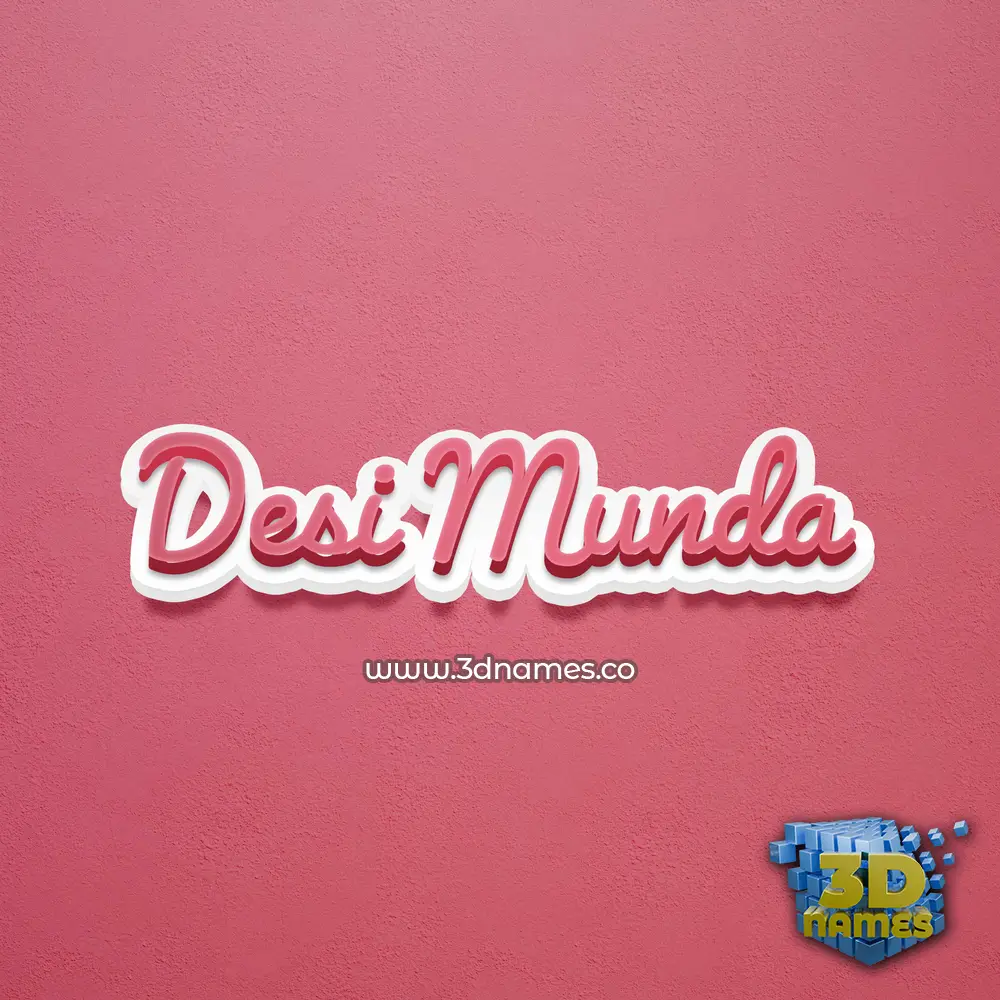desi munda in Red Scribble style - 3D name wallpaper