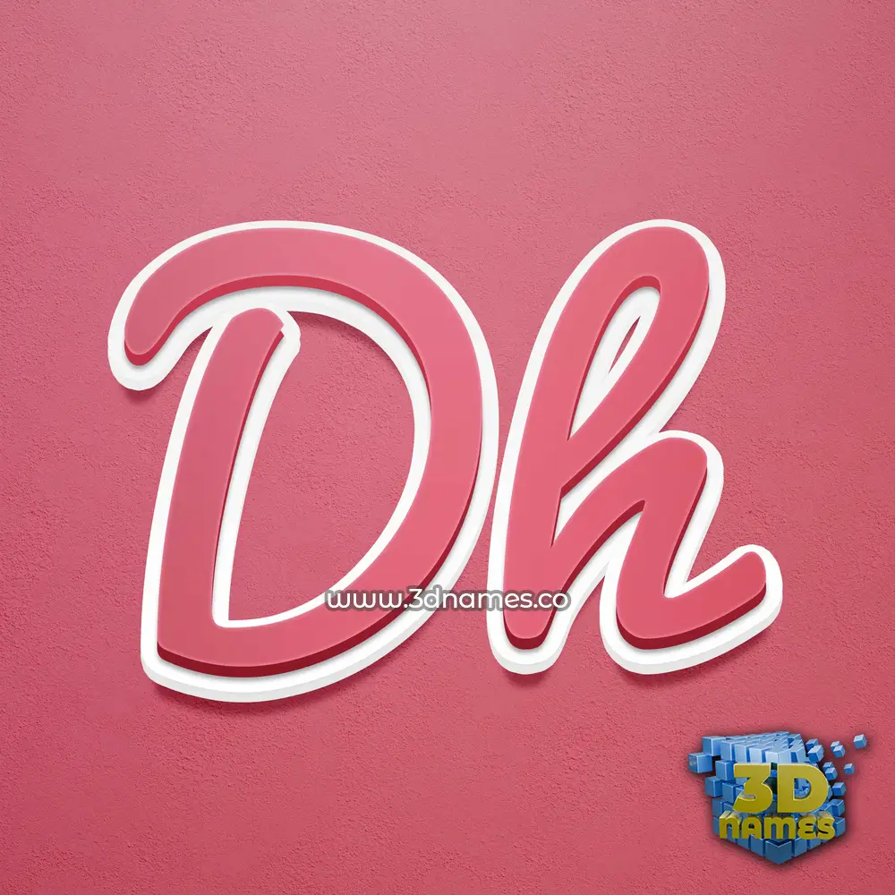 dh in Red Scribble style - 3D name wallpaper