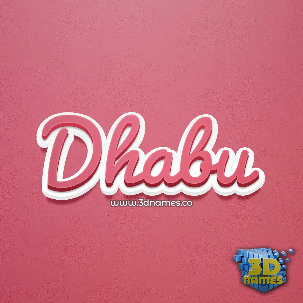 dhabu in Red Scribble style - 3D name wallpaper