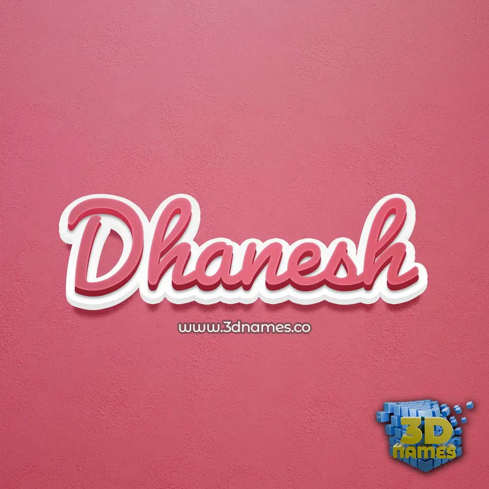 dhanesh in Red Scribble style - 3D name wallpaper