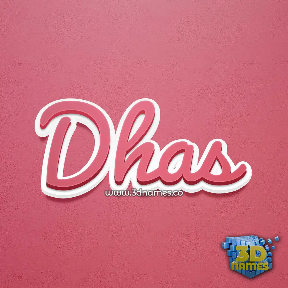 dhas in Red Scribble style - 3D name wallpaper