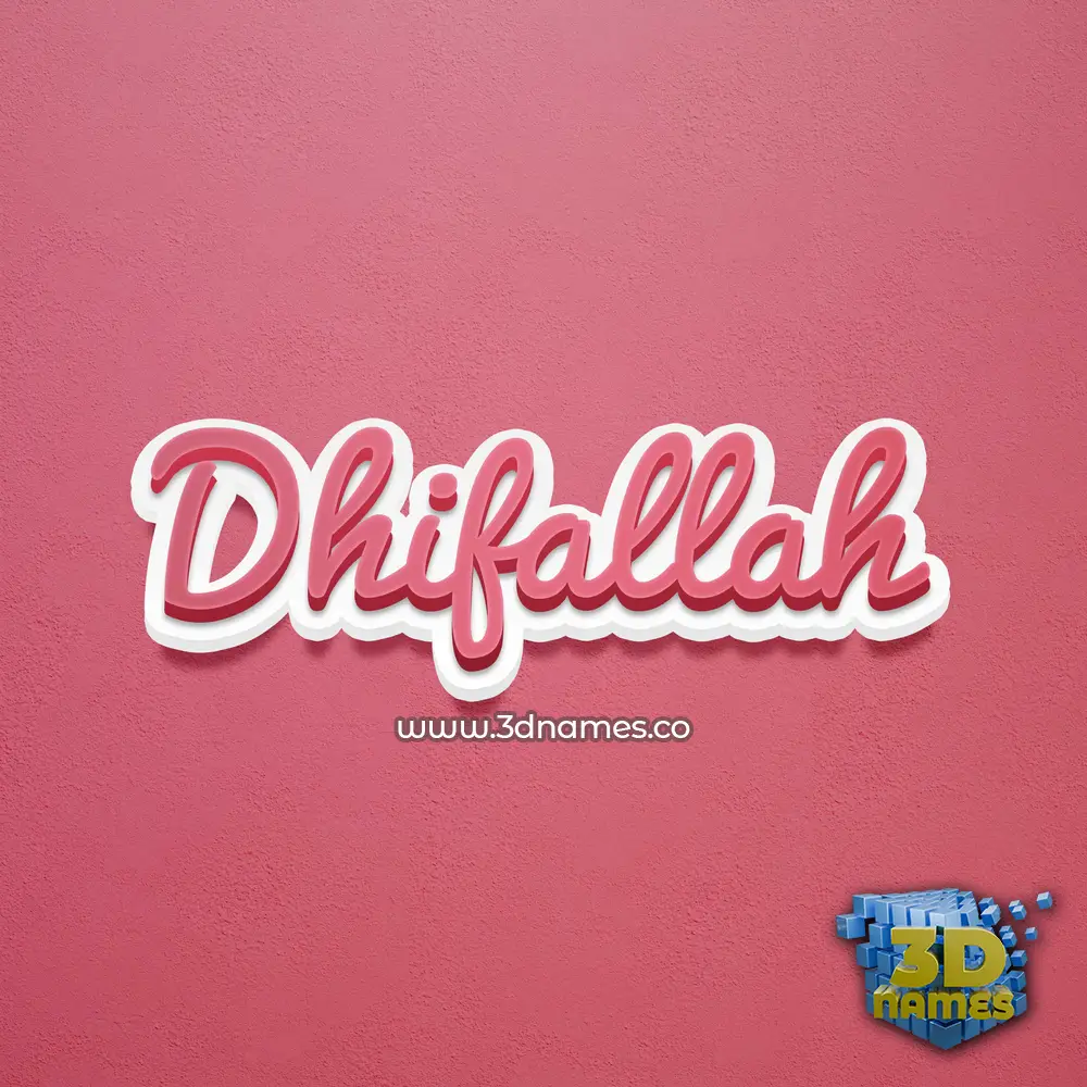 dhifallah in Red Scribble style - 3D name wallpaper