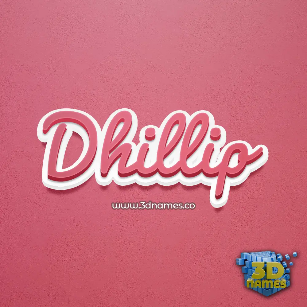 dhillip in Red Scribble style - 3D name wallpaper