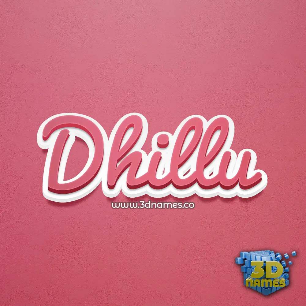 dhillu in Red Scribble style - 3D name wallpaper