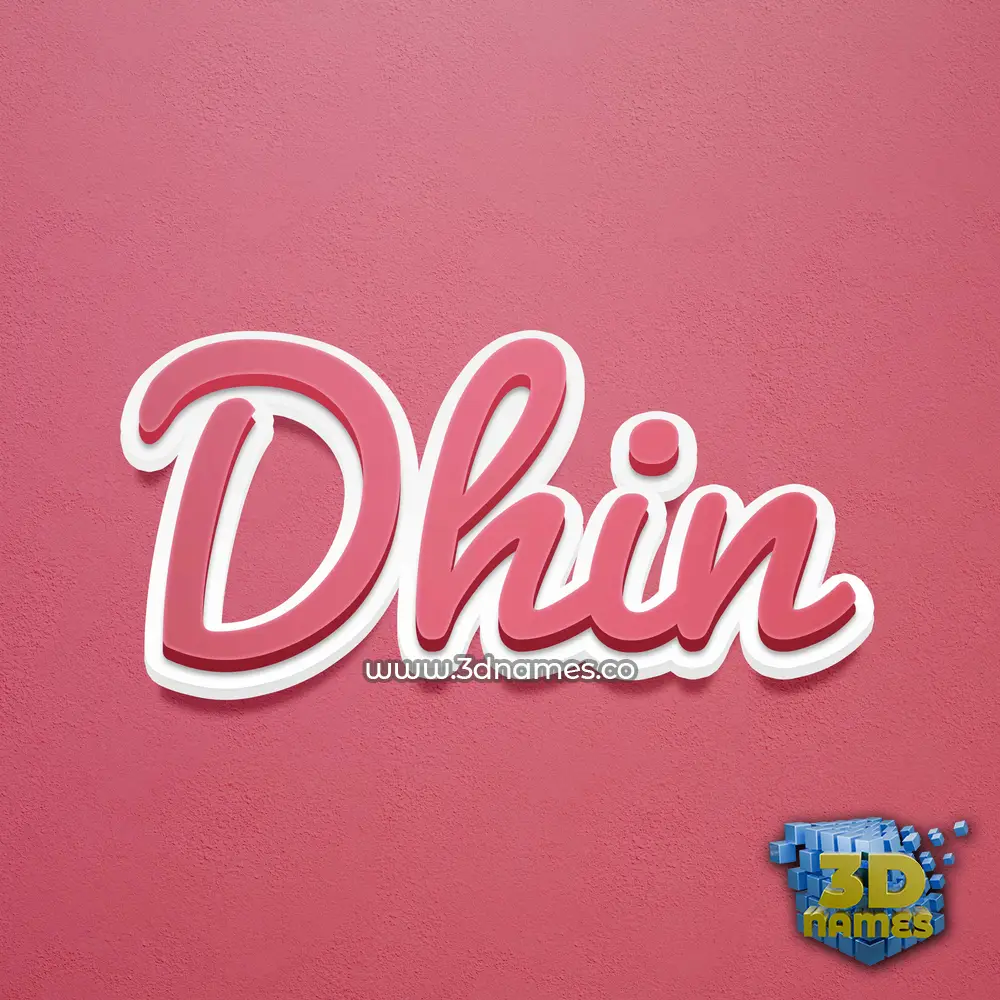 dhin in Red Scribble style - 3D name wallpaper