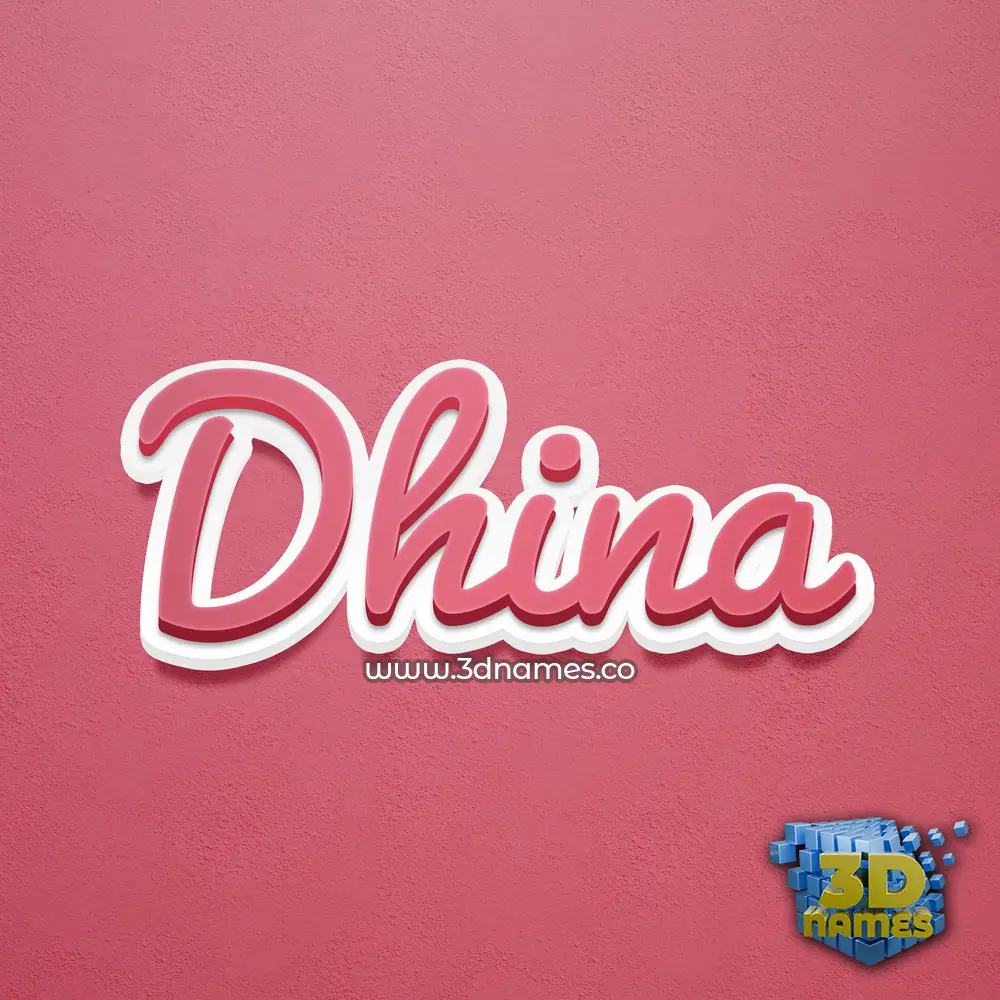 dhina in Red Scribble style - 3D name wallpaper