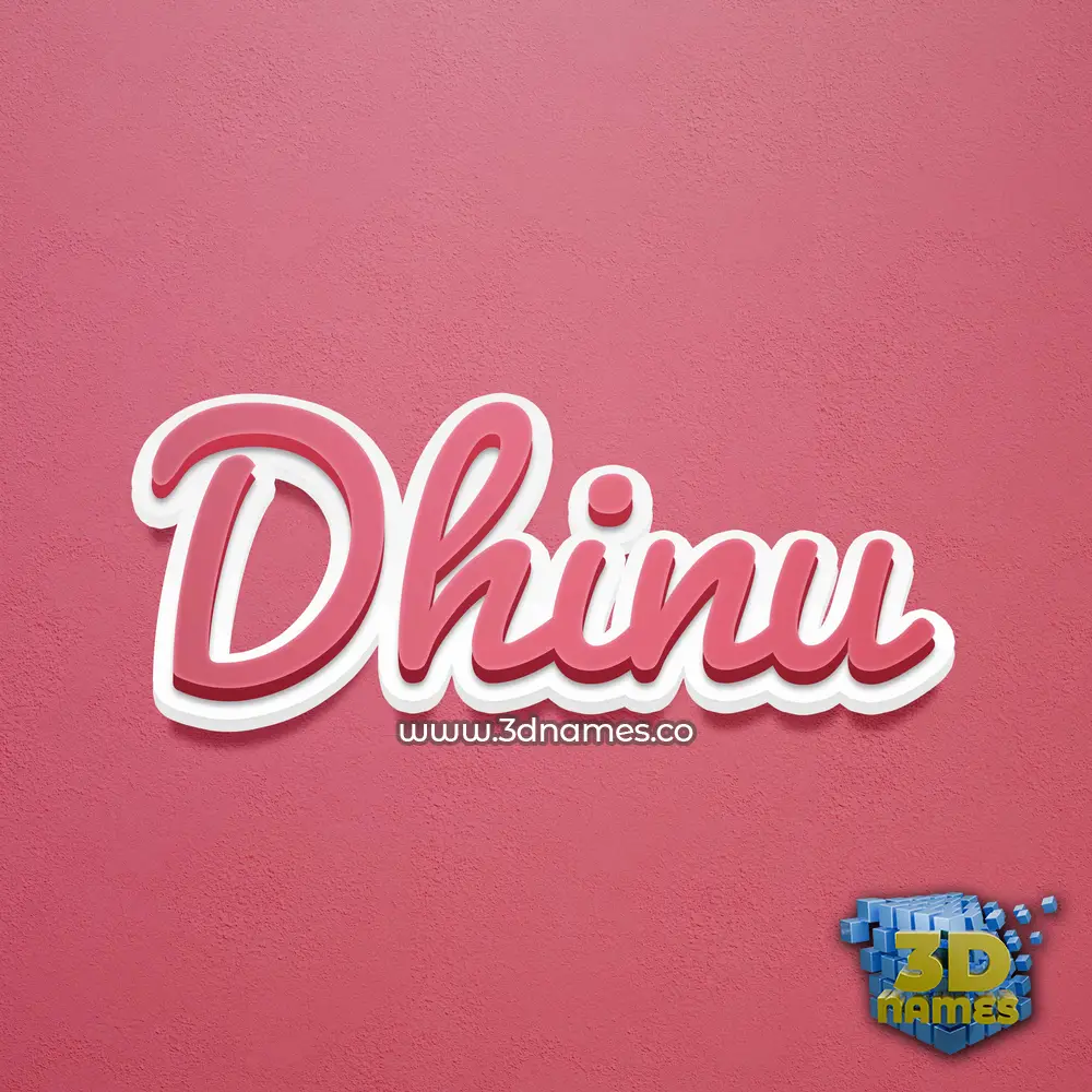 dhinu in Red Scribble style - 3D name wallpaper