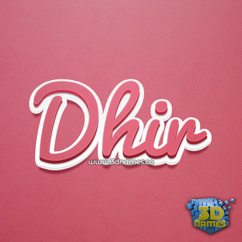 dhir in Red Scribble style - 3D name wallpaper