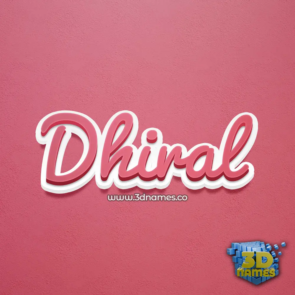 dhiral in Red Scribble style - 3D name wallpaper