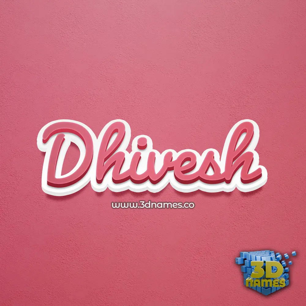 dhivesh in Red Scribble style - 3D name wallpaper