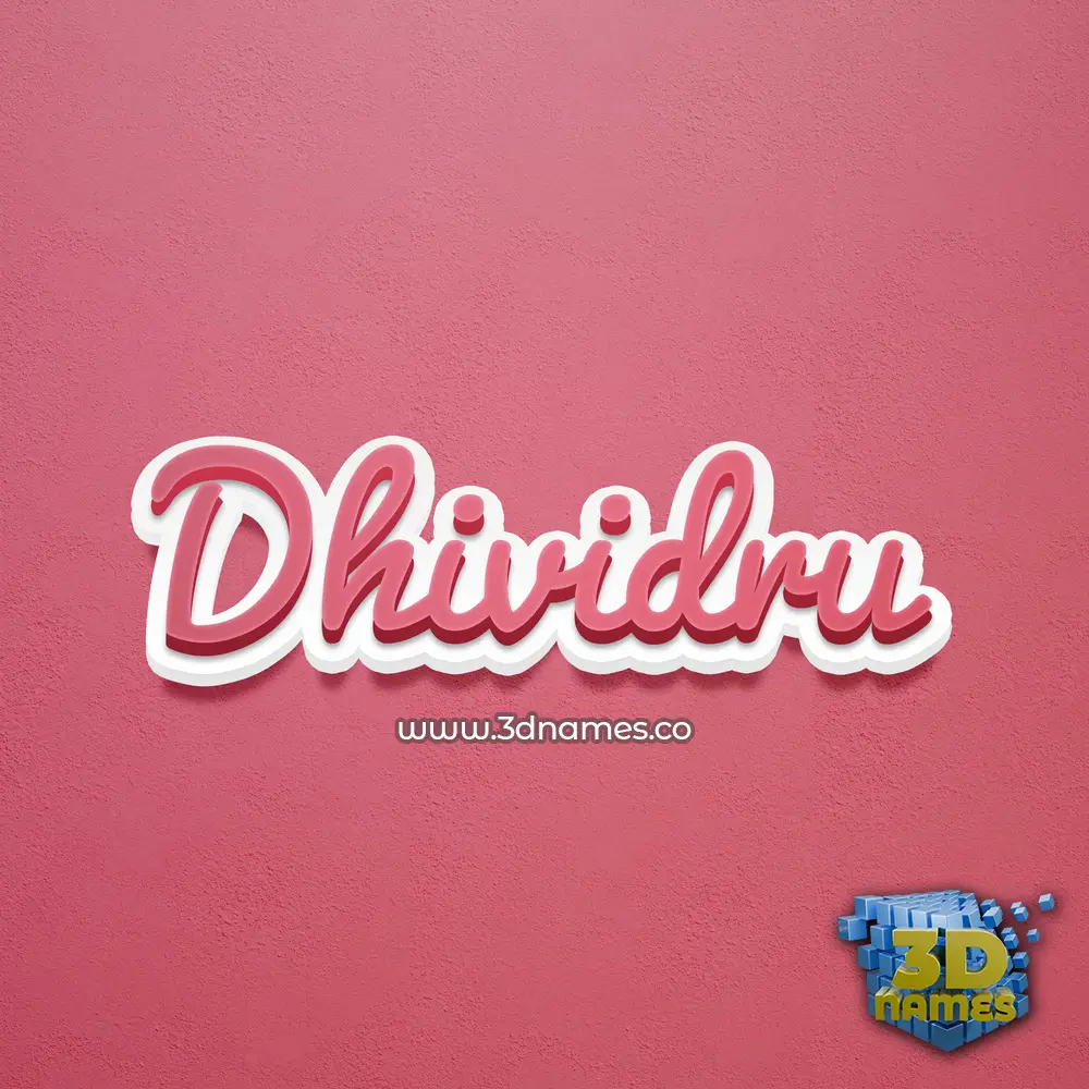 dhividru in Red Scribble style - 3D name wallpaper