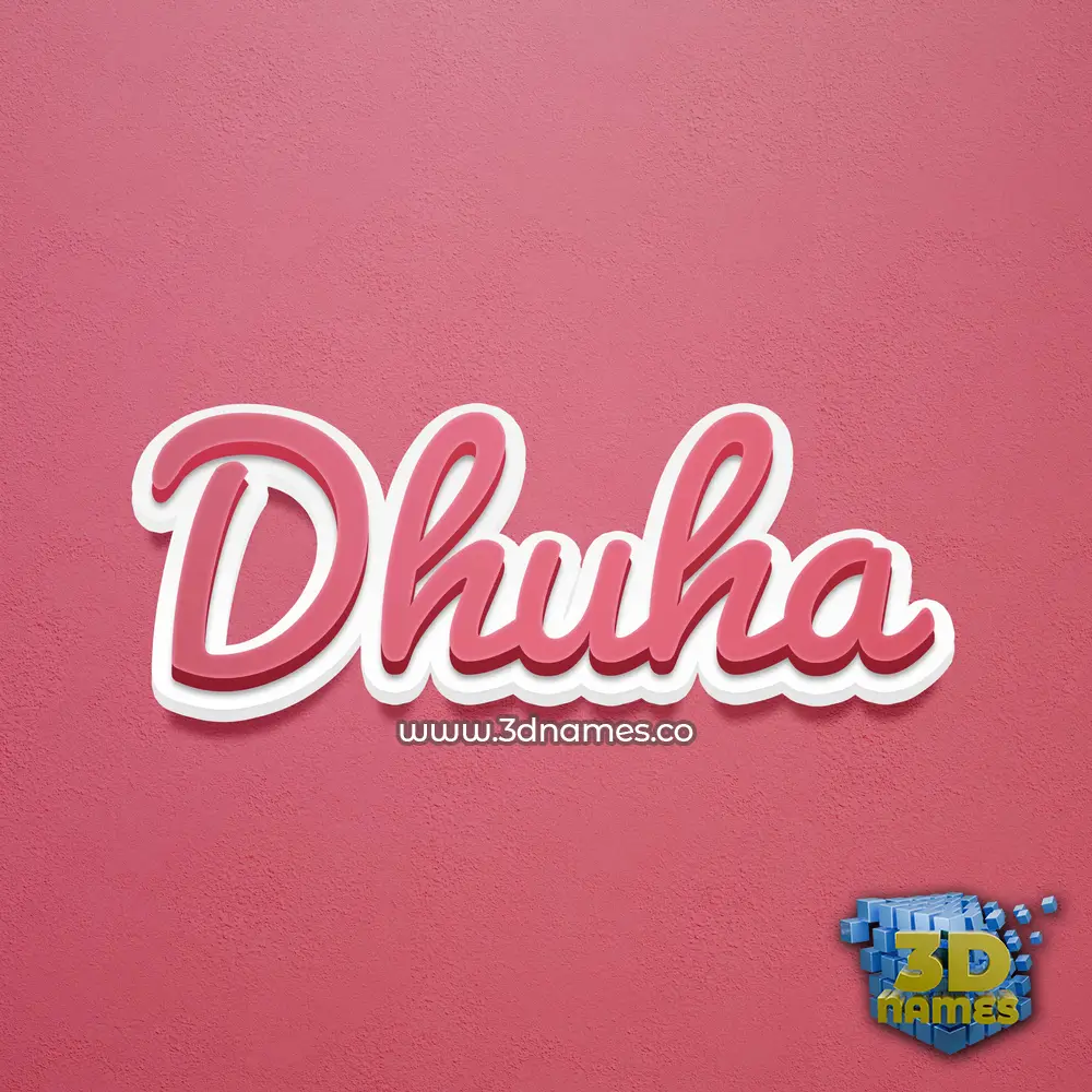 dhuha in Red Scribble style - 3D name wallpaper