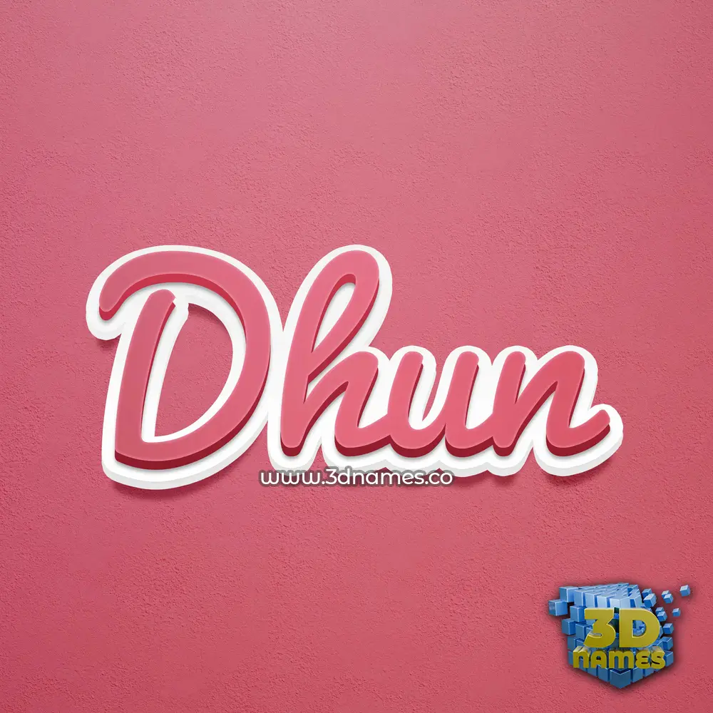 dhun in Red Scribble style - 3D name wallpaper