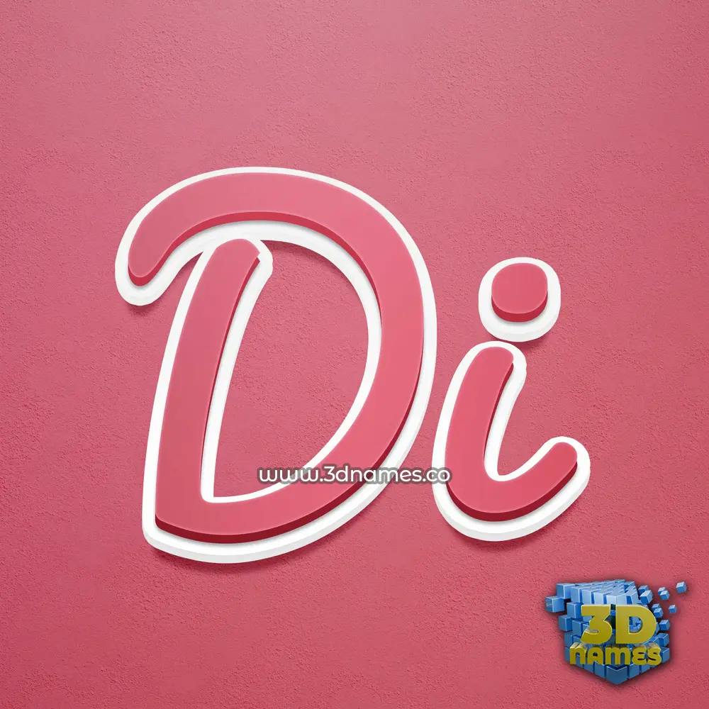 di in Red Scribble style - 3D name wallpaper