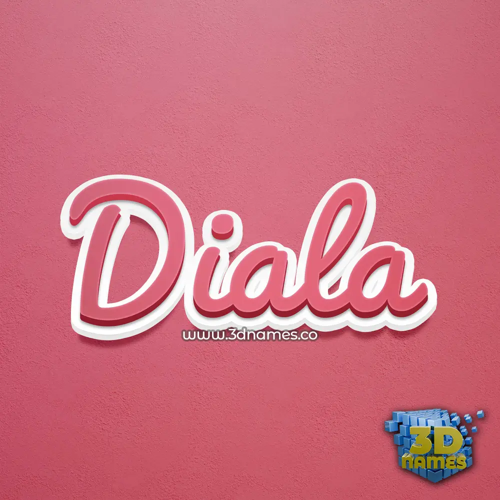 diala in Red Scribble style - 3D name wallpaper